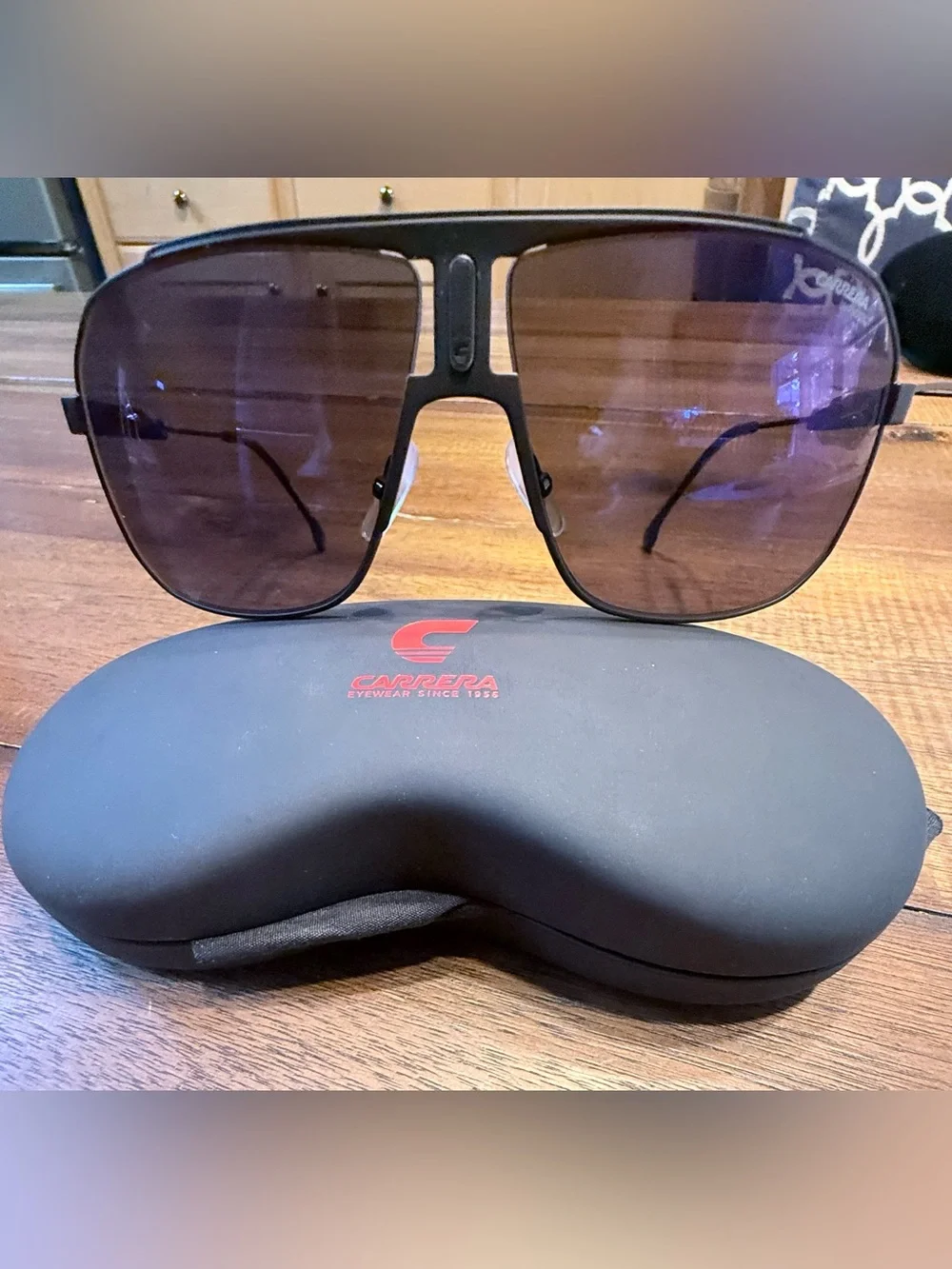 Carrera Black Frame Sunglasses with Brown Lenses
